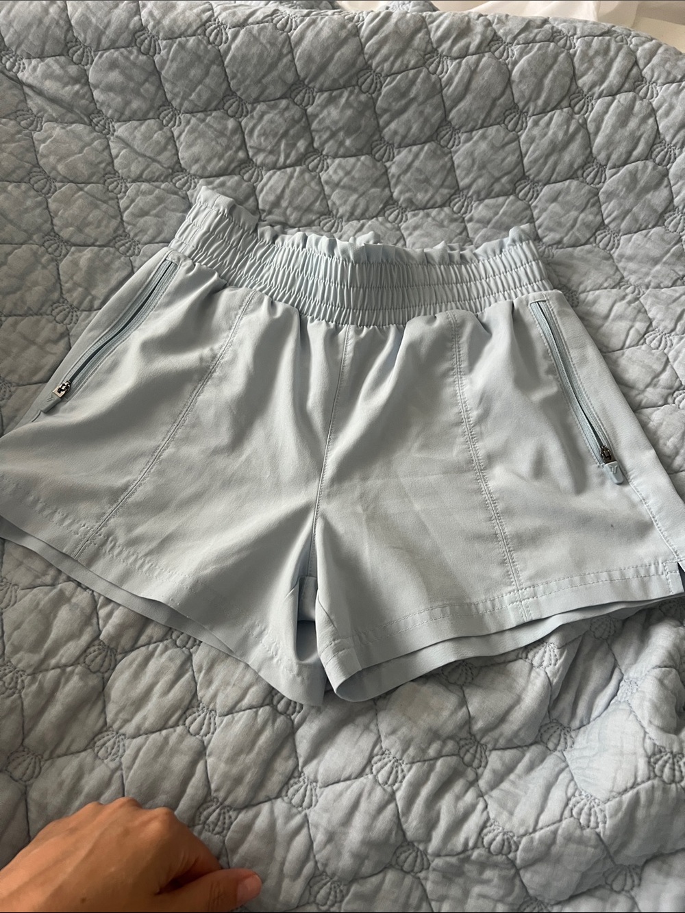 Old Navy Light Blue Girls' Athletic Shorts with Zipper Pockets